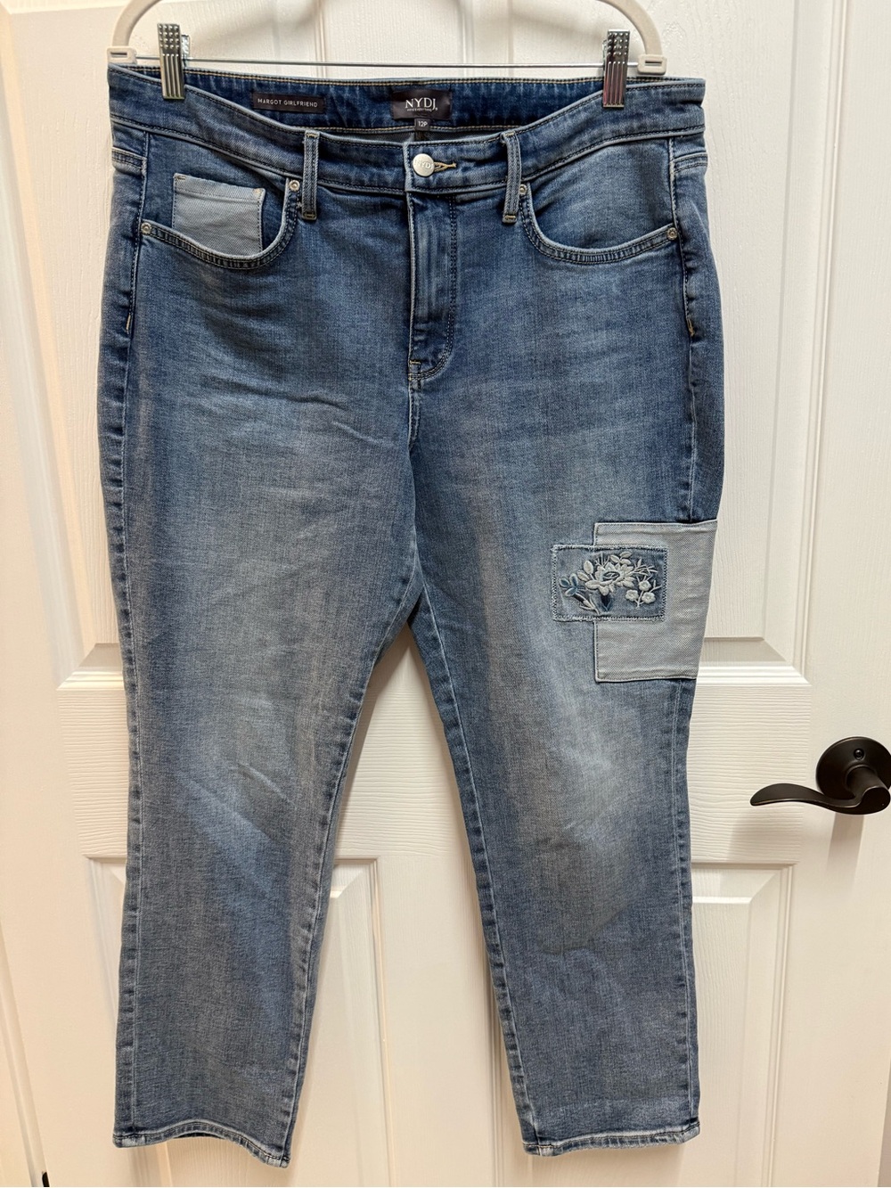 NYDJ Margot Embroidered Patch Girlfriend Jeans